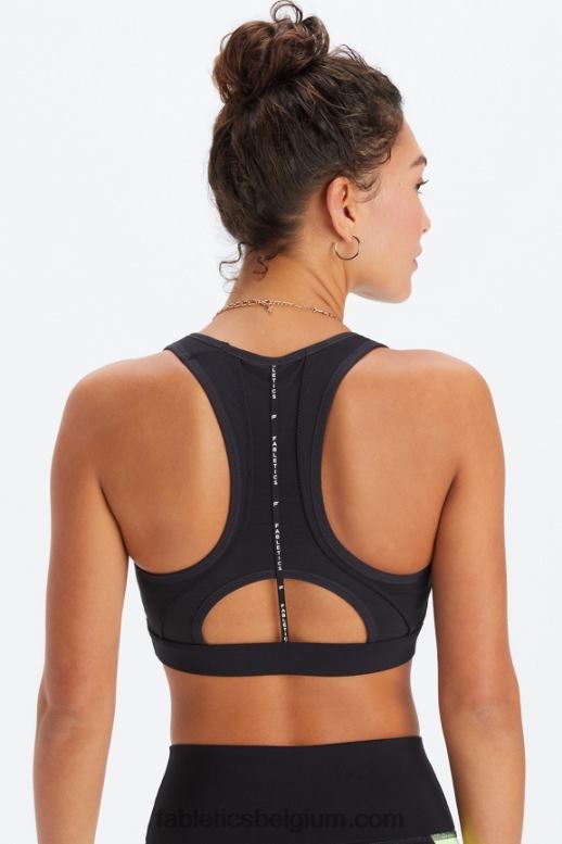 zwart vrouwen belle high-impact sportbeha met racerback Fabletics LH20J1396