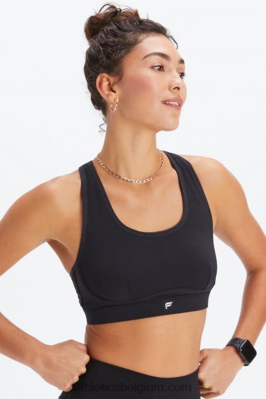 zwart vrouwen belle high-impact sportbeha met racerback Fabletics LH20J1396