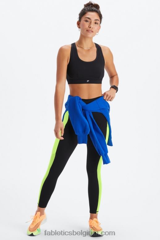 zwart vrouwen belle high-impact sportbeha met racerback Fabletics LH20J1396
