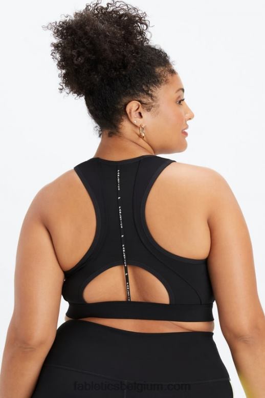 zwart vrouwen belle high-impact sportbeha met racerback Fabletics LH20J1397