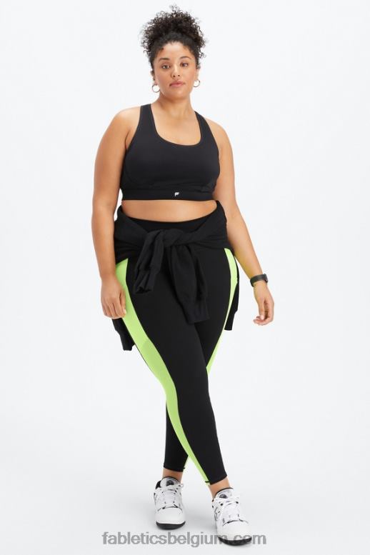 zwart vrouwen belle high-impact sportbeha met racerback Fabletics LH20J1397