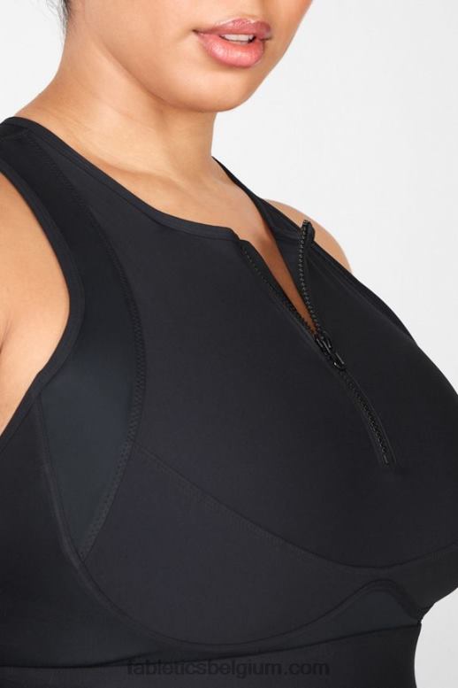 zwart vrouwen blare high impact sportbeha met rits aan de voorkant Fabletics LH20J1428
