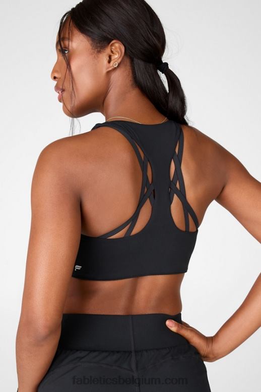 zwart vrouwen boost high-impact sportbeha Fabletics LH20J1437
