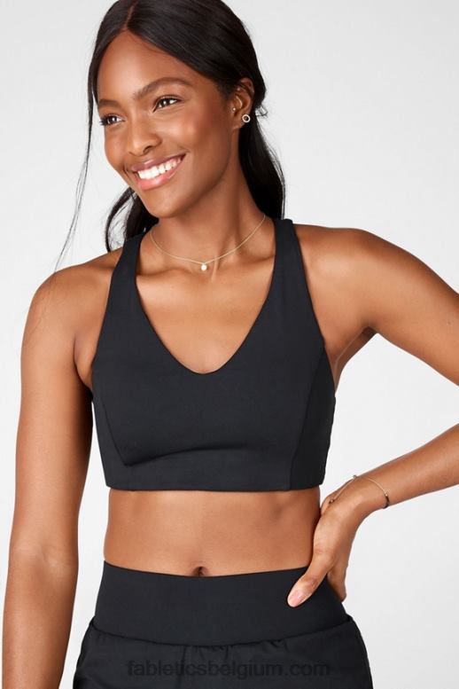 zwart vrouwen boost high-impact sportbeha Fabletics LH20J1437