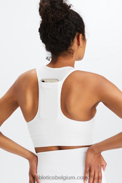 Helder wit vrouwen universele tennis-sportbeha voor onderweg Fabletics LH20J1756