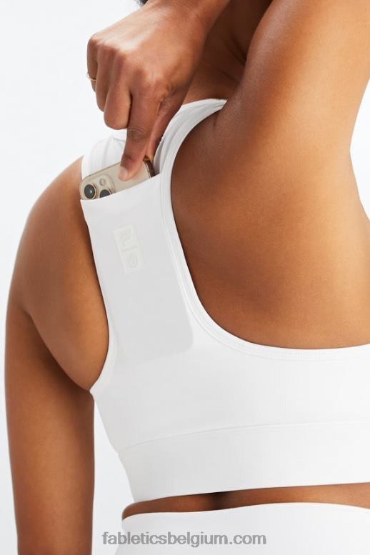 Helder wit vrouwen universele tennis-sportbeha voor onderweg Fabletics LH20J1756