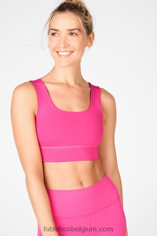 blauw nova/pluche roze vrouwen Harlow omkeerbare medium impact sportbeha Fabletics LH20J1871