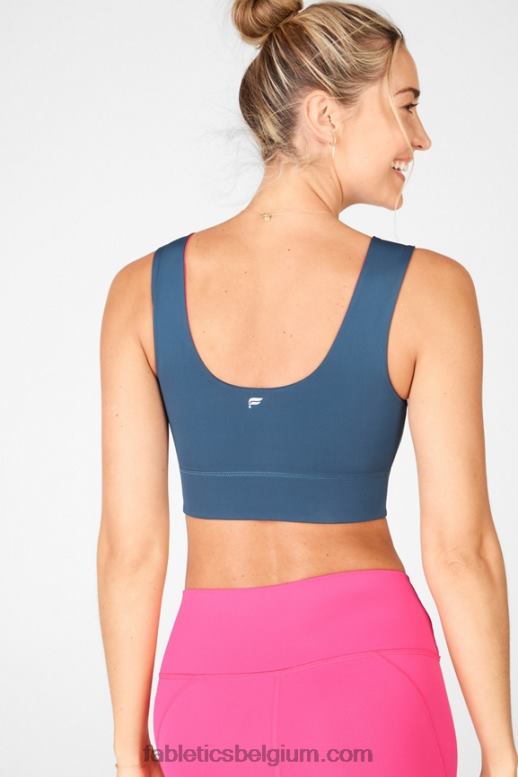 blauw nova/pluche roze vrouwen Harlow omkeerbare medium impact sportbeha Fabletics LH20J1871