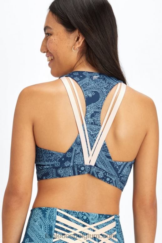 blauwe nova bandana/tapioca vrouwen boost medium impact sportbeha 121 Fabletics LH20J1789