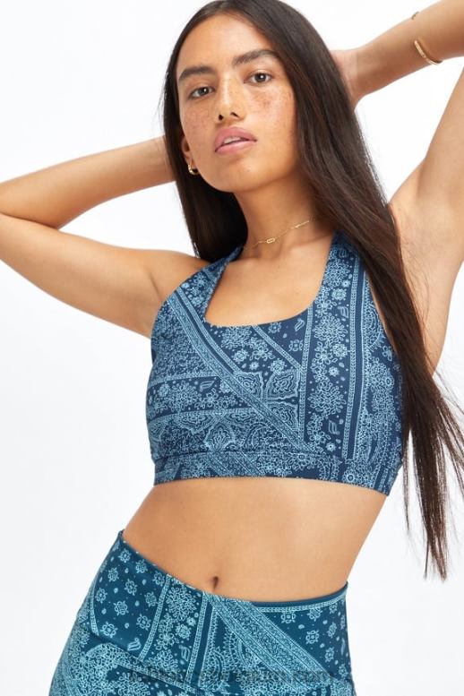 blauwe nova bandana/tapioca vrouwen boost medium impact sportbeha 121 Fabletics LH20J1789