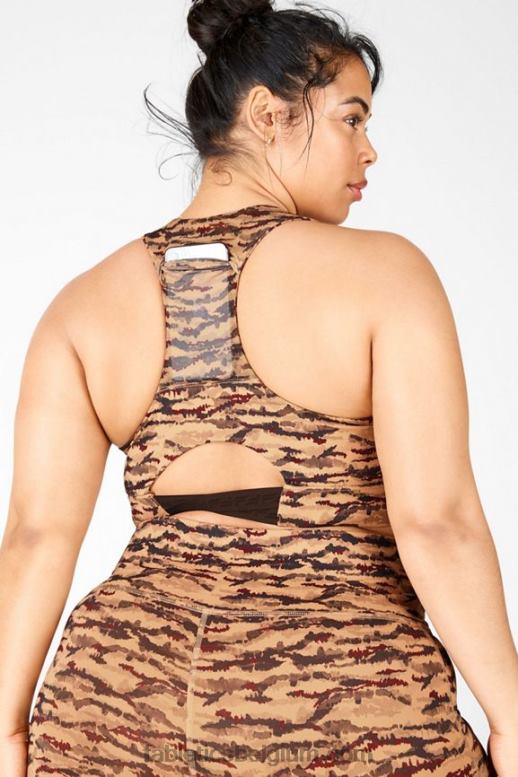 cacao tijgerin/cacao-logo vrouwen midi medium impact sportbeha voor onderweg 131 Fabletics LH20J1843