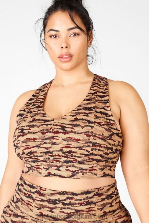 cacao tijgerin/cacao-logo vrouwen midi medium impact sportbeha voor onderweg 131 Fabletics LH20J1843