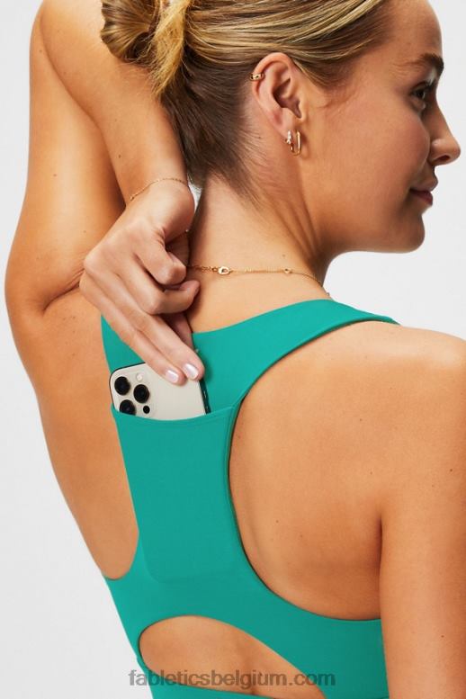 diepe cipres vrouwen midi medium impact sportbeha voor onderweg 128 Fabletics LH20J1826