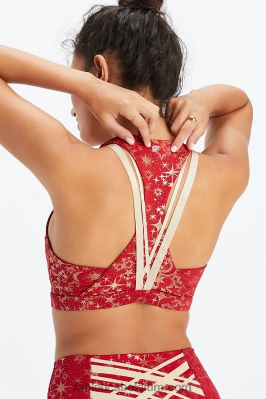 dieprode folie stardust/goud vrouwen boost medium impact sportbeha 120 Fabletics LH20J1783