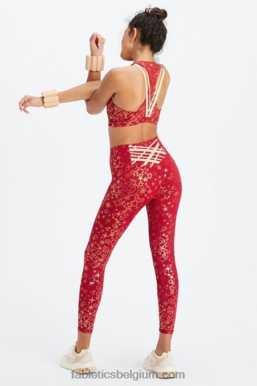 dieprode folie stardust/goud vrouwen boost medium impact sportbeha 120 Fabletics LH20J1783