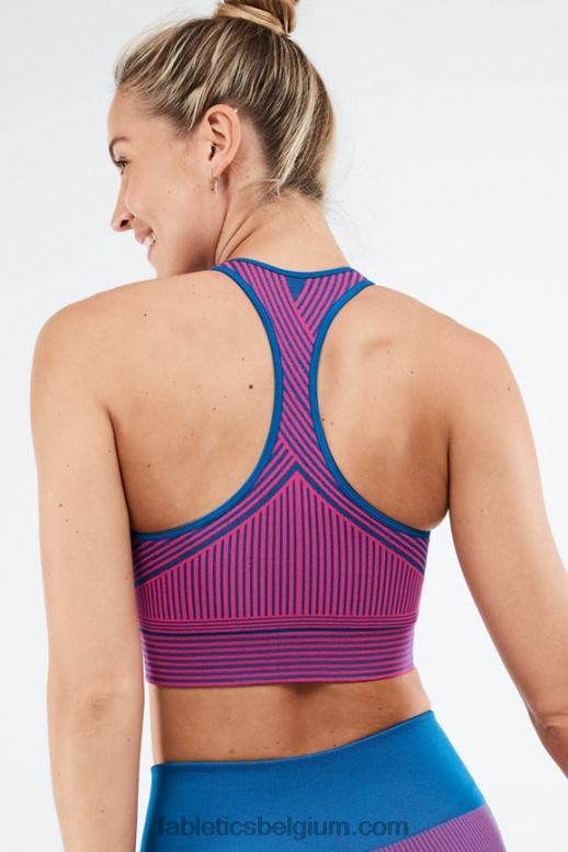 elektrisch blauw/gloeiend roze vrouwen allyson medium impact sportbeha Fabletics LH20J1930