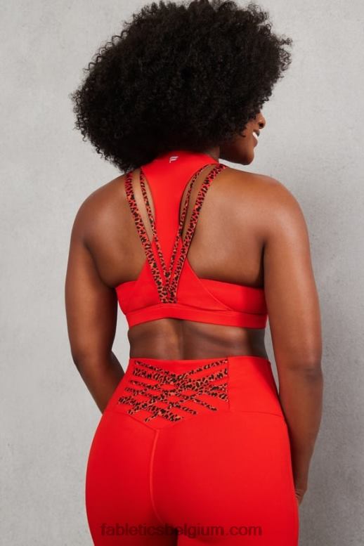 elektrische kers/elektrisch kers mini luipaard vrouwen boost medium impact sportbeha 120 Fabletics LH20J1785