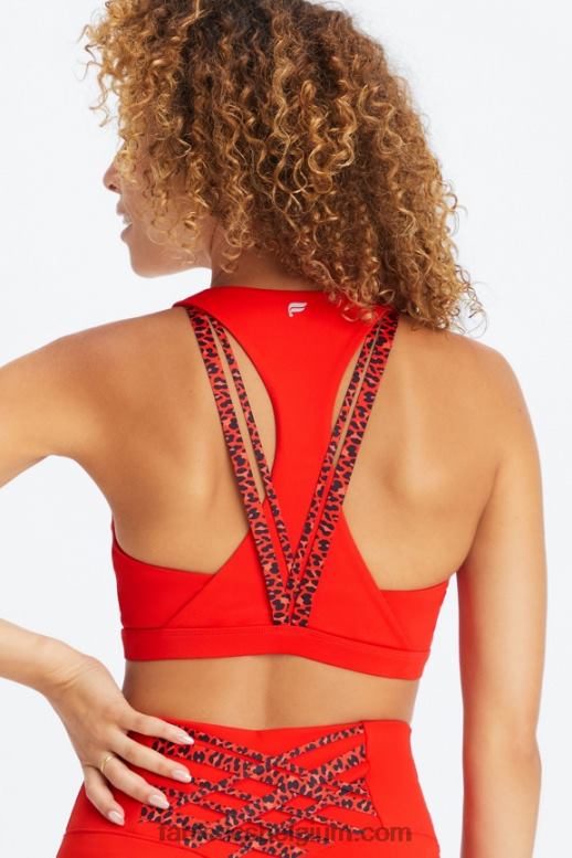 elektrische kers/elektrisch kers mini luipaard vrouwen boost medium impact sportbeha 120 Fabletics LH20J1785
