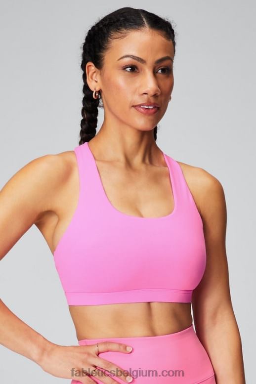 elektrische roos/golvende jachtluipaard vrouwen boost medium impact sportbeha 119 Fabletics LH20J1779