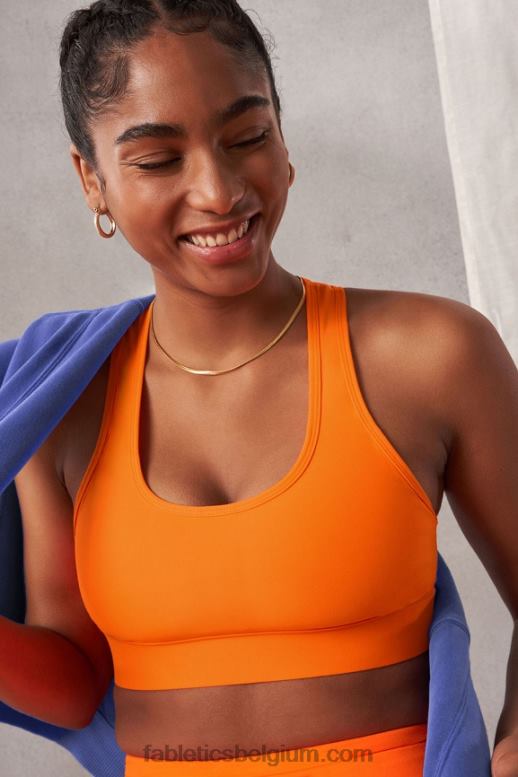 flits oranje vrouwen medium impact sportbeha voor onderweg 114 Fabletics LH20J1749