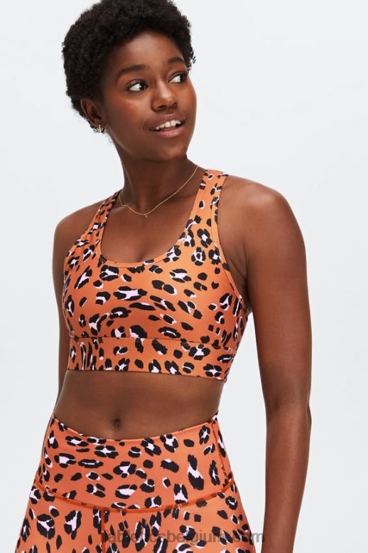 gebrand oker golvende leo vrouwen medium impact sportbeha voor onderweg 115 Fabletics LH20J1755