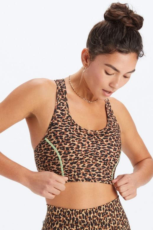 golvende cheetah/markeerstift vrouwen medium impact sportbeha voor onderweg 113 Fabletics LH20J1748
