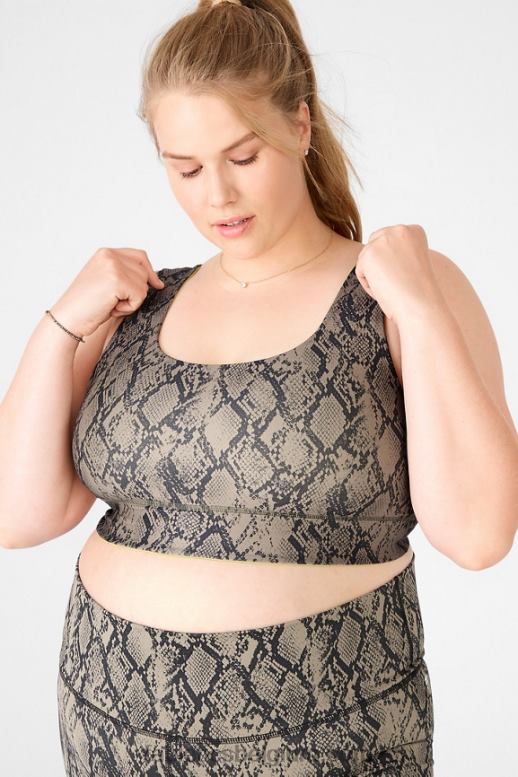 groene reptilia/blad vrouwen Harlow omkeerbare medium impact sportbeha Fabletics LH20J1877