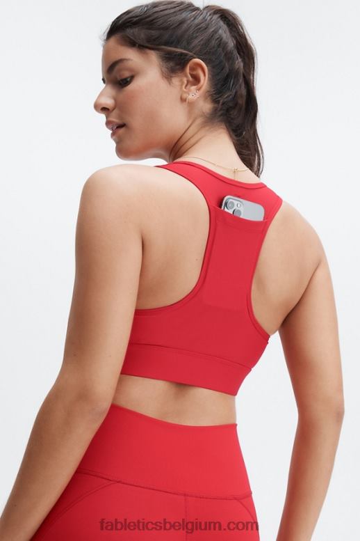 hoog rood vrouwen medium impact sportbeha voor onderweg 115 Fabletics LH20J1760