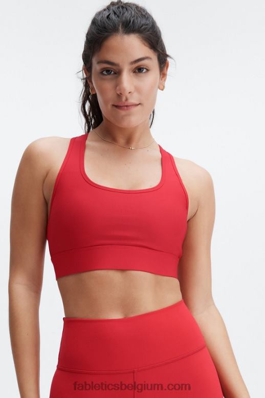 hoog rood vrouwen medium impact sportbeha voor onderweg 115 Fabletics LH20J1760
