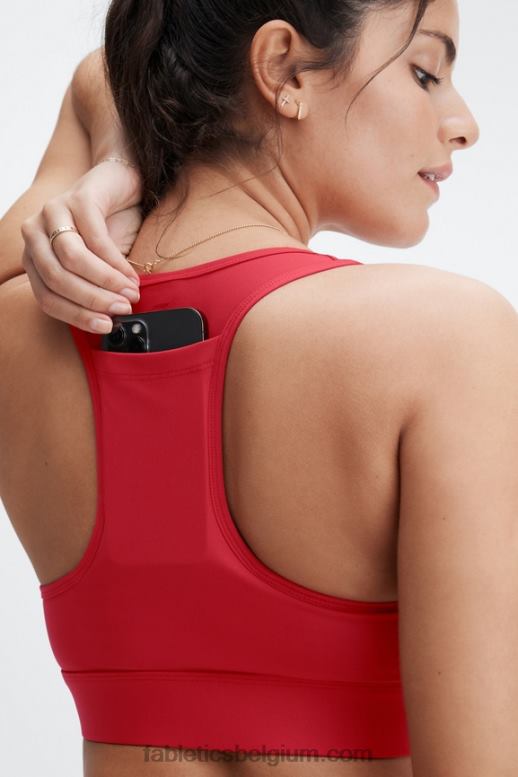 hoog rood vrouwen medium impact sportbeha voor onderweg 115 Fabletics LH20J1760