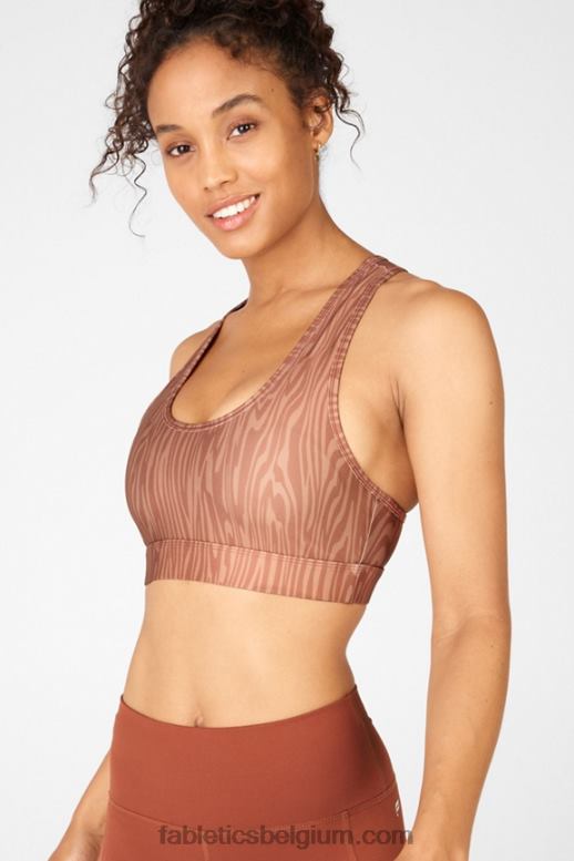 houtnerf vrouwen medium impact sportbeha met salieprint Fabletics LH20J1918