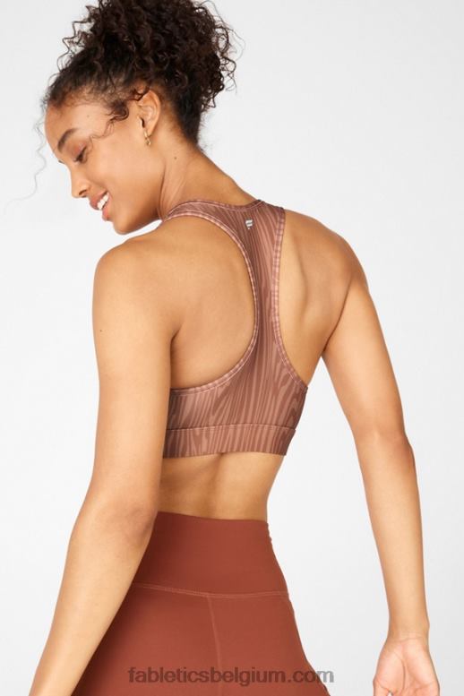 houtnerf vrouwen medium impact sportbeha met salieprint Fabletics LH20J1918