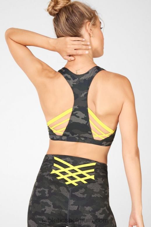 houtskool camo/blad vrouwen boost medium impact sportbeha 126 Fabletics LH20J1813