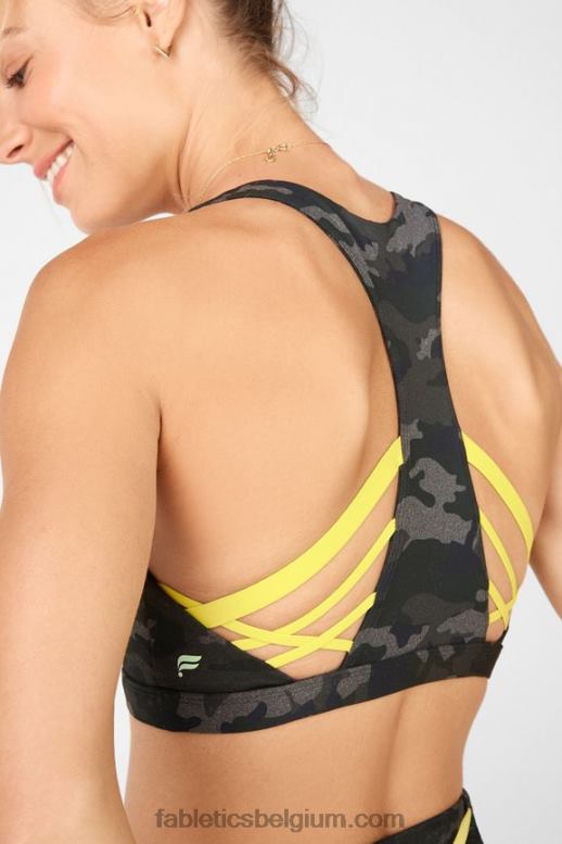 houtskool camo/blad vrouwen boost medium impact sportbeha 126 Fabletics LH20J1813
