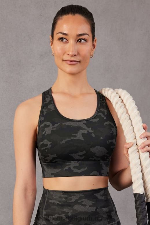 houtskool camouflage vrouwen medium impact sportbeha voor onderweg 112 Fabletics LH20J1742