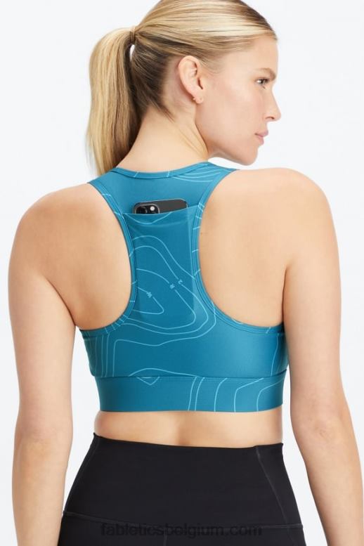 hydrow donkerblauwe bathymetrie vrouwen medium impact sportbeha voor onderweg 113 Fabletics LH20J1747