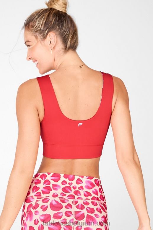 kaki / rozenblaadjes vrouwen Harlow omkeerbare medium impact sportbeha Fabletics LH20J1873