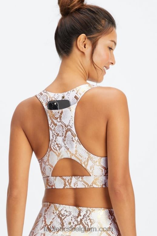 koperfolie slang vrouwen midi medium impact sportbeha voor onderweg 128 Fabletics LH20J1827