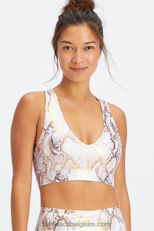 koperfolie slang vrouwen midi medium impact sportbeha voor onderweg 128 Fabletics LH20J1827