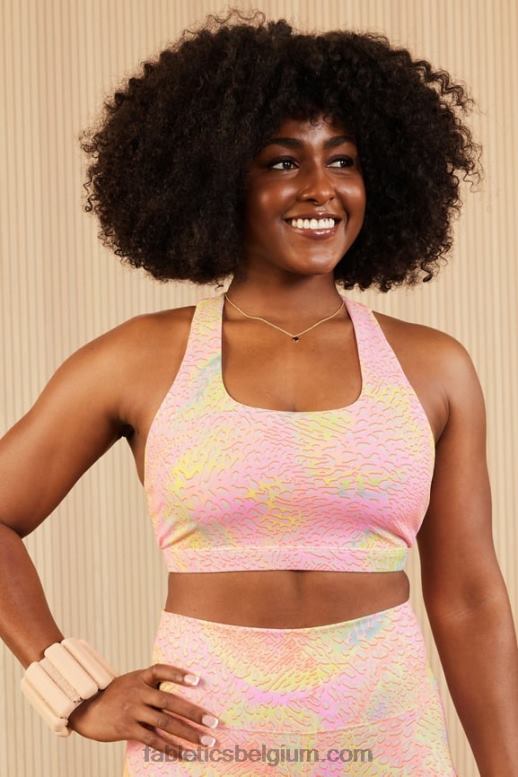 koraal luipaard/roze botercreme/gesuikerde limoen vrouwen boost medium impact sportbeha 118 Fabletics LH20J1773
