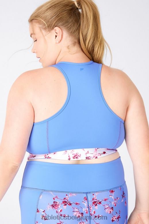 kristalblauw/witte bloei vrouwen claire midi medium impact sportbeha Fabletics LH20J1936