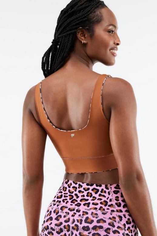 lichtroze meru/teak vrouwen Harlyn midi medium impact sportbeha Fabletics LH20J1856