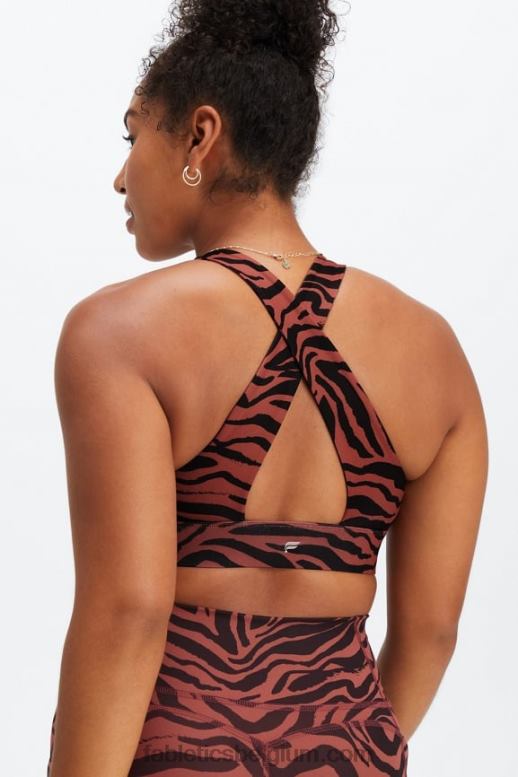 mahonie zebrastrepen vrouwen oasis twist sportbeha 109 Fabletics LH20J1720