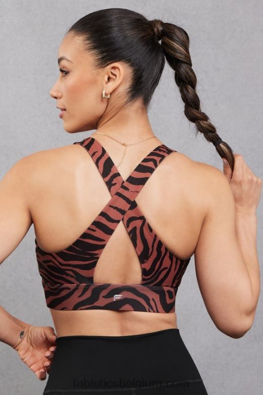 mahonie zebrastrepen vrouwen oasis twist sportbeha 109 Fabletics LH20J1720