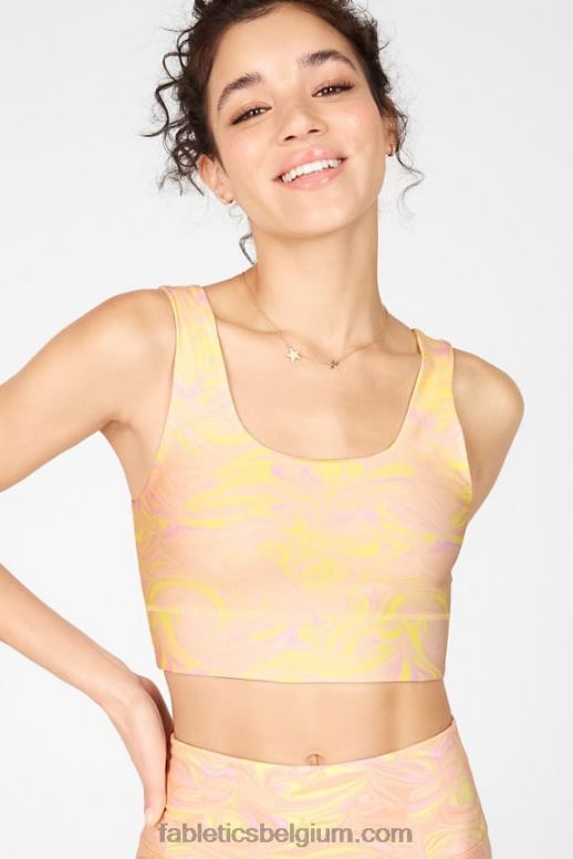 marmer/citroen creme vrouwen Harlow omkeerbare medium impact sportbeha Fabletics LH20J1874