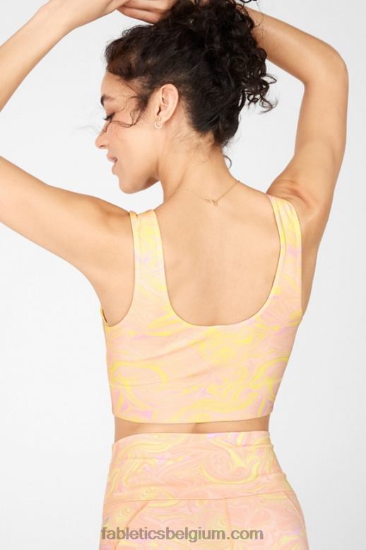 marmer/citroen creme vrouwen Harlow omkeerbare medium impact sportbeha Fabletics LH20J1874