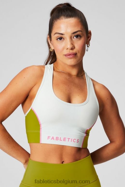 mintgrijs/olijfgaard vrouwen medium impact sportbeha voor onderweg 112 Fabletics LH20J1739
