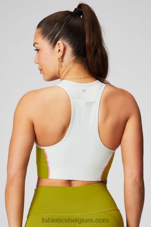 mintgrijs/olijfgaard vrouwen medium impact sportbeha voor onderweg 112 Fabletics LH20J1739