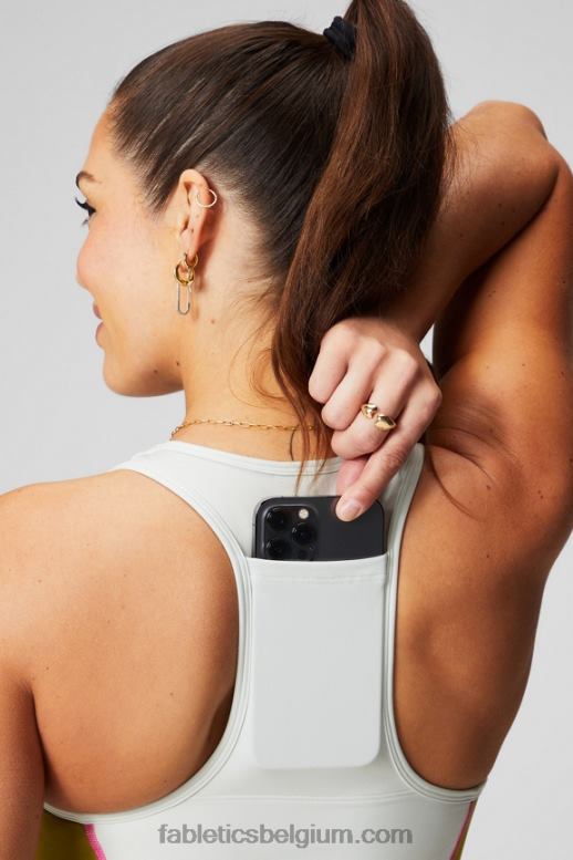 mintgrijs/olijfgaard vrouwen medium impact sportbeha voor onderweg 112 Fabletics LH20J1739