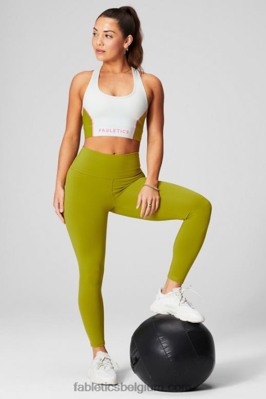 mintgrijs/olijfgaard vrouwen medium impact sportbeha voor onderweg 112 Fabletics LH20J1739